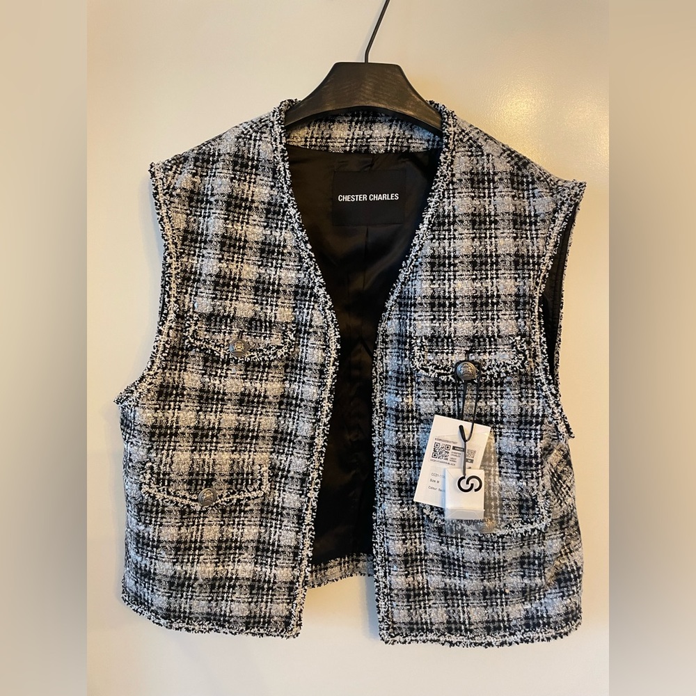 Black & White Tweed Vest